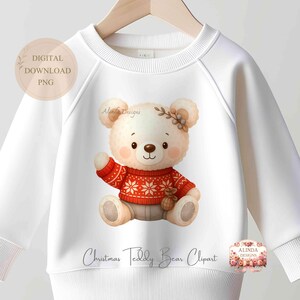 Clipart de oso de peluche navideño, lindo oso de invierno PNG para camisetas infantiles y proyectos festivos, regalos para baby shower, pared de guardería, camisetas navideñas para niños