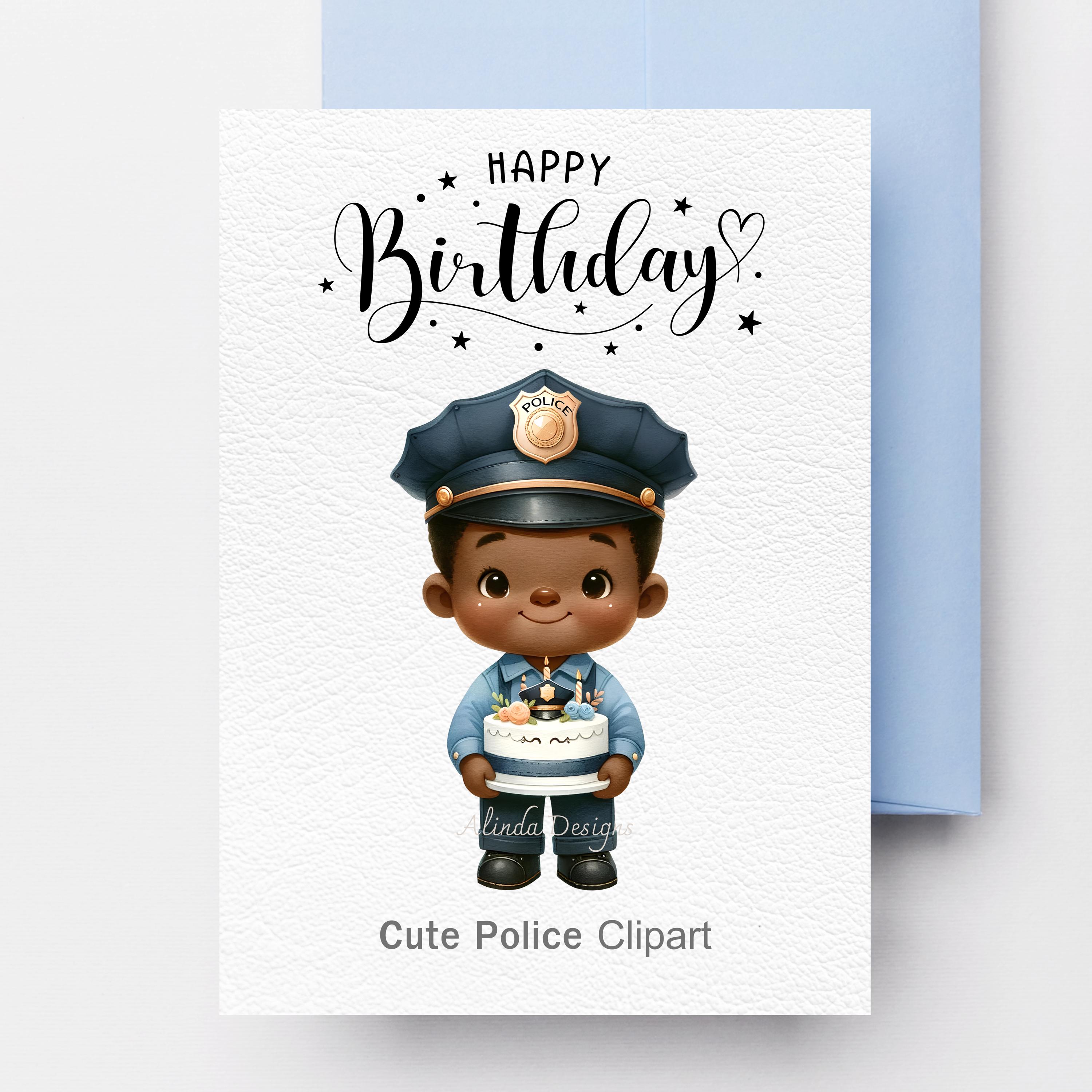 セット　専用 Watercolor Police Clipart: Officer & Badge Illustrations (digital
