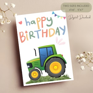 Biglietto di auguri di compleanno con trattore, biglietto perfetto per il tuo contadino preferito, biglietto di auguri di compleanno per bambini, biglietto di auguri stampabile, biglietto di compleanno per contadino,