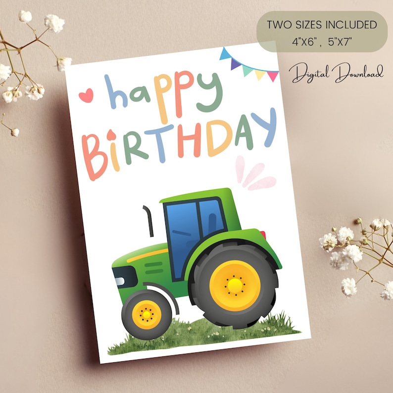 Tractor Birthday Card Print, Perfect Card for Your Favorite Farmer, Kids Birthday Card ...
