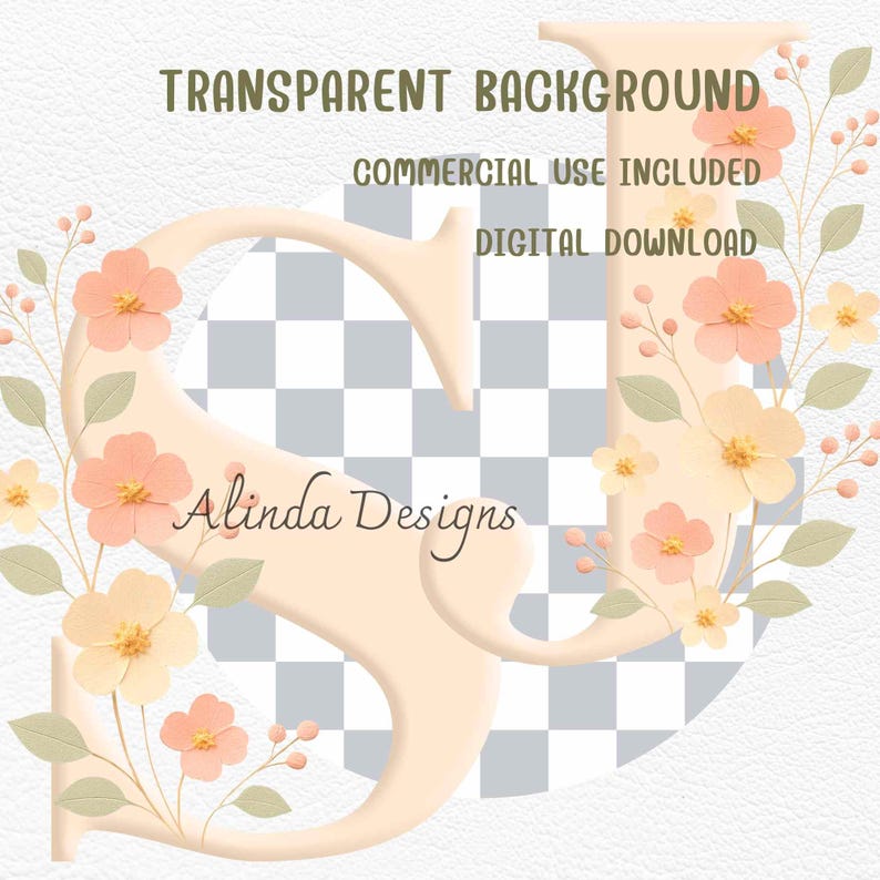 Pastel Floral Alphabet Clipart: Spring Garden Letters PNG Digital ...