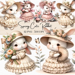 Frühling Kaninchen Clipart PNG, süße Häschen Grafiken, saisonaler digitaler Download für Kunsthandwerk, Einladungen, Scrapbooking, Aquarell Häschen Png, Kaninchen