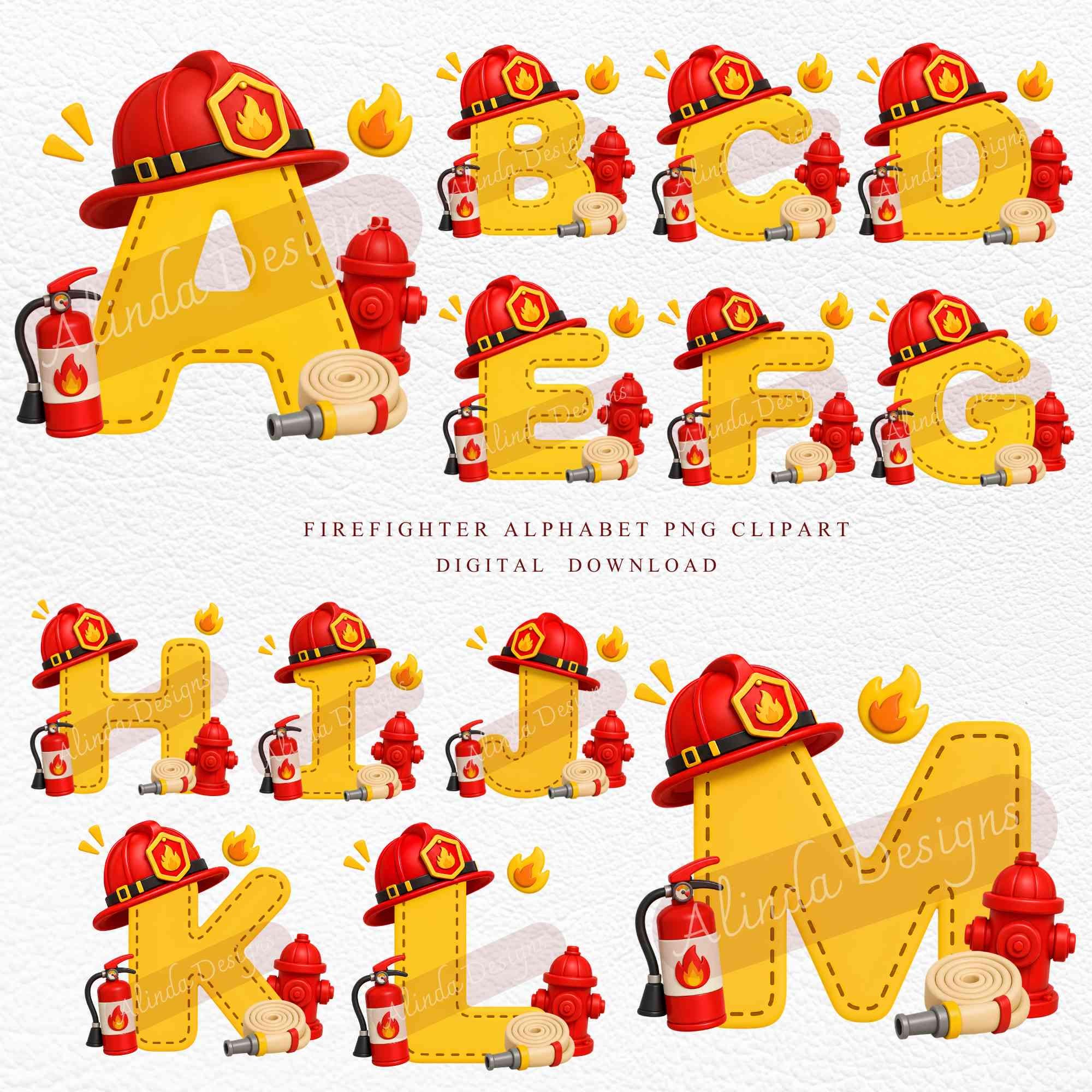 Firefighter Alphabet PNG Clipart, Fire Truck ABC Letters, Fireman ...