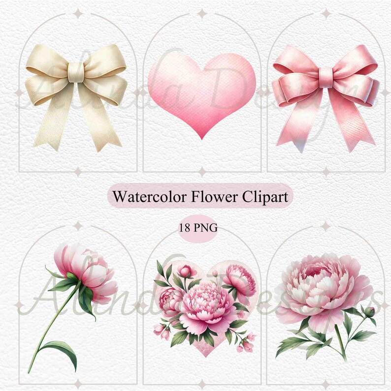 Watercolor Pink Peonies Clipart: Boho Floral PNG (digital Download) - Etsy