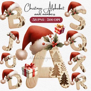 Weihnachten Aquarell Alphabet und Zahlen Clipart, Festliche Urlaub Buchstaben und Zahlen, perfekt für DIY Handwerk, Karte, Einladungen, Urlaub