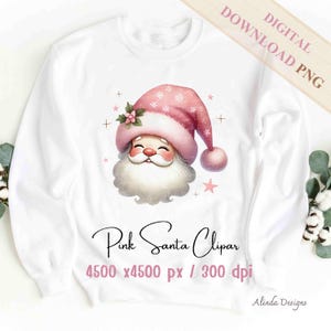 Vintage Pink Santa Clipart: Retro Christmas PNG (Digital Download)