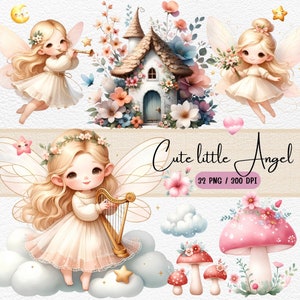 Adorable Little Angel Clipart Set, Cute Baby Angels Digital Download, Perfect for Crafts, Scrapbooking, and Invitations, Baby Angels, Party