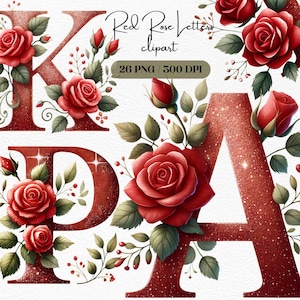 Clipart lettere rosa, alfabeto floreale dalla A alla Z, inviti di nozze, forniture per diari spazzatura con font rosa, biglietti, scrapbooking, artigianato fai da te, alfabeto