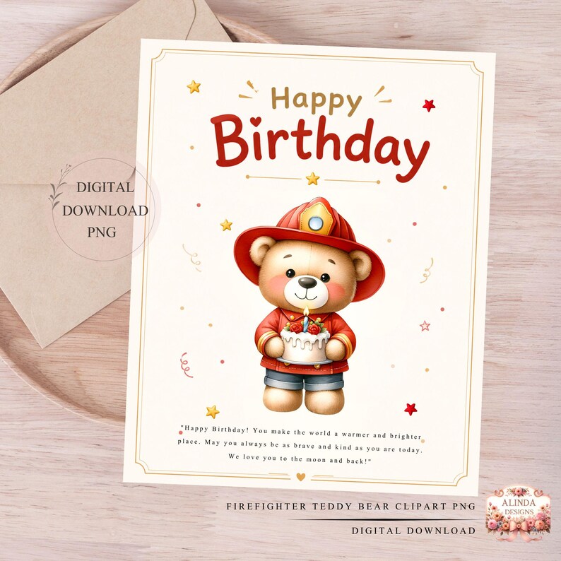 Firefighter Teddy Bear Clipart Bundle PNG, Cute Fireman Bear, Fire Station Clipart, Fire Truck, Kids Firefighter, Baby Boy Birthday, Fire Truck Birthday Party Decorations, Classroom Activities, Sublimation Projects