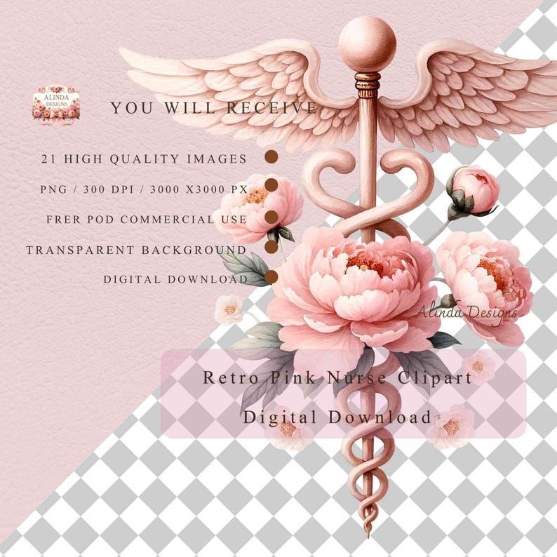Retro Pink Nurse Clipart, Floral Nurse Clipart PNG, Pink Medical Nurse Bundle, Stethoscope, Nurse Cap, Medical Cross, Healthcare Digital Download, Nurse appreciation gifts, T-shirts & sublimation designs, Stickers & scrapbooking