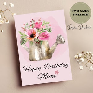 Cartões de aniversário para mãe para impressão, cartão de aniversário floral, presentes de aniversário para mamãe, presentes para aniversário de mãe, cartão de dia das mães, cartão para mãe, PDF