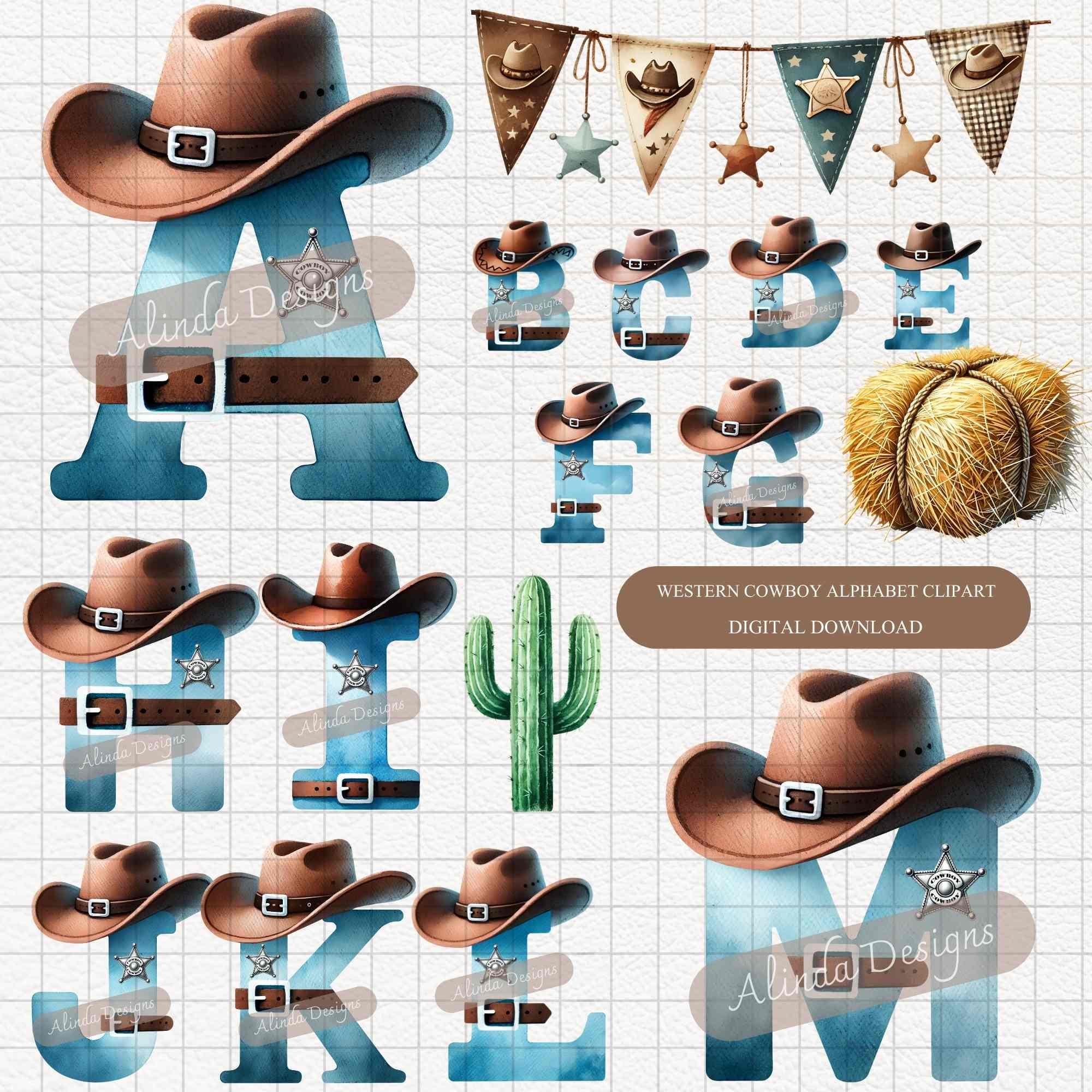 Cowboy Letter R Cowboy Alphabet Clipart: Wild West Letters PNG Digital Download - Etsy