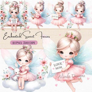 Zoete feeën clipart png, betoverde schattige feeën voor moeder, babyshower prints, sublimatie en ambachten, babymeisjefee png, babymeisjefee png