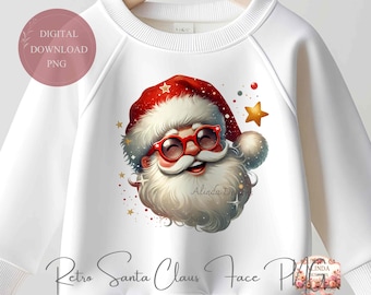 Clipart de Papá Noel retro: Descarga digital PNG de Navidad vintage