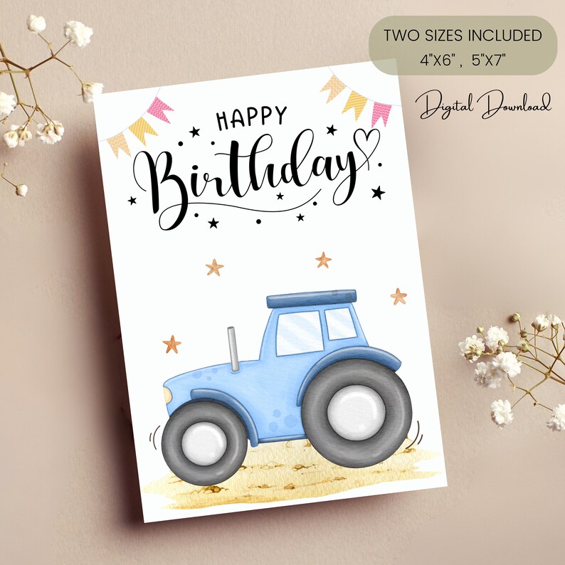 Tractor Birthday Card Print, Perfect Card for Your Favorite Farmer, Kids Birthday Card ...