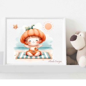 Beach Halloween Pumpkin Clipart: Tropical Coastal Art (PNG Digital Download) image 8