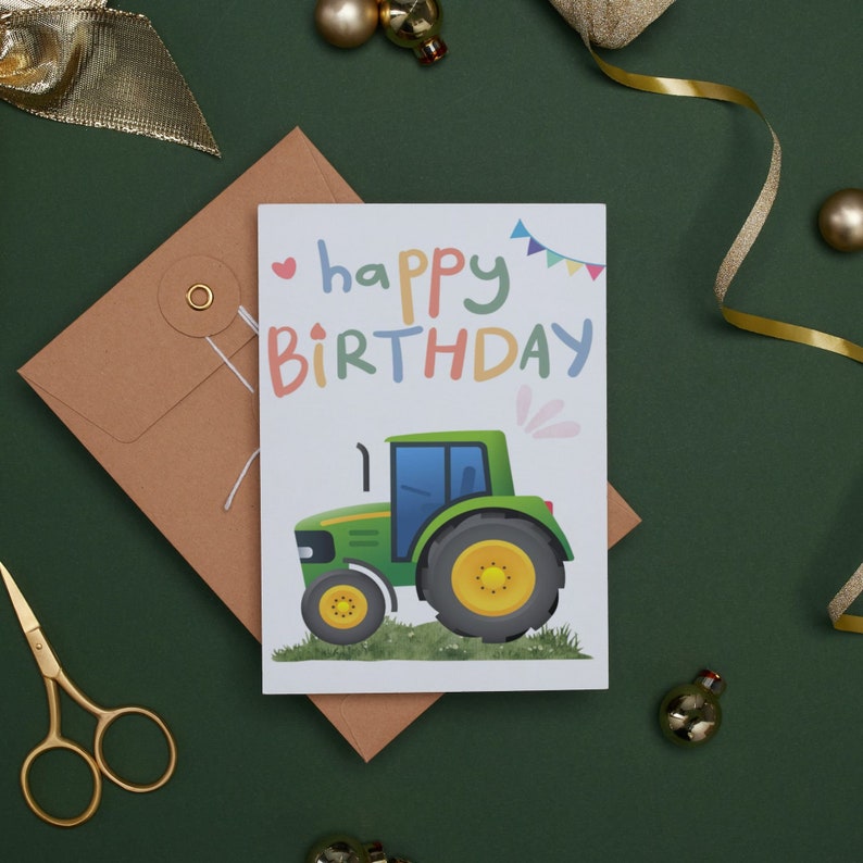 Tractor Birthday Card Print, Perfect Card for Your Favorite Farmer, Kids Birthday Card ...