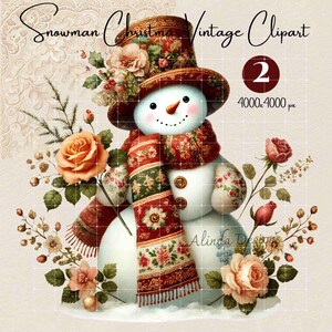 Vintage Snowman Christmas Clipart: Retro Holiday Illustrations (PNG, PDF)