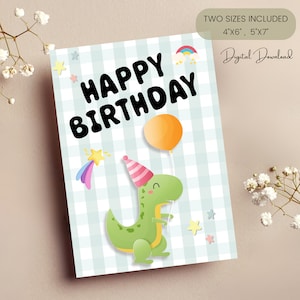 Carte d'anniversaire dinosaure, carte dinosaure, anniversaire garçon dinosaure, anniversaire garçon dinosaure, carte d'anniversaire, anniversaire t-rex, carte imprimable, T-Rex