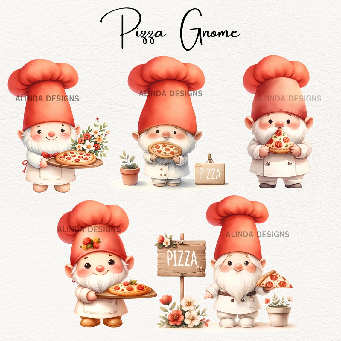Gnome Chef Pizza Clipart: Whimsical Kitchen PNG Art (digital Download ...