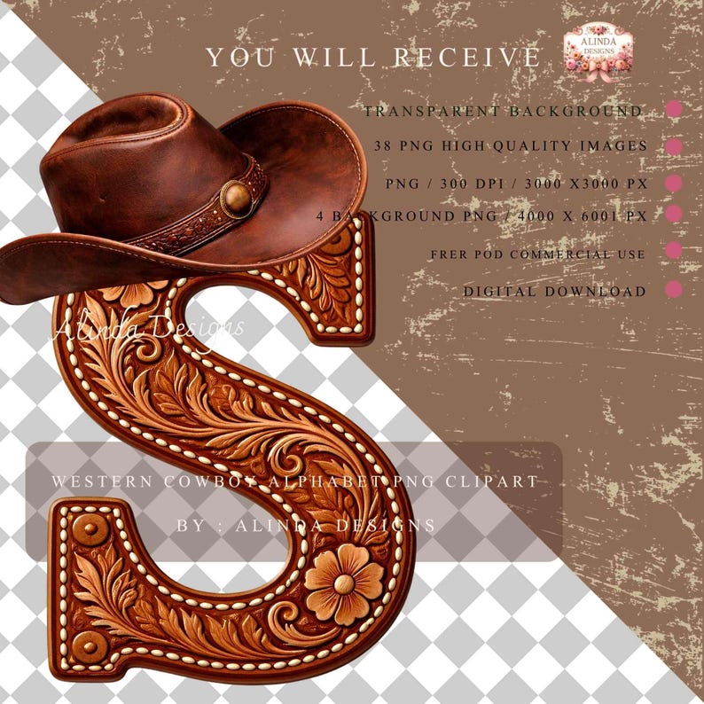 Cowboy Letter R Western Cowboy Alphabet PNG, Tooled Leather Letters Clipart - Etsy