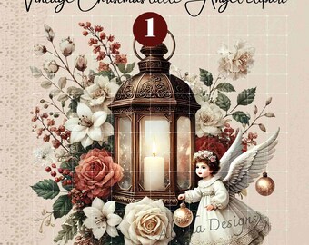 Vintage Christmas Angel Clipart: Retro Holiday Illustrations (Digital Download)