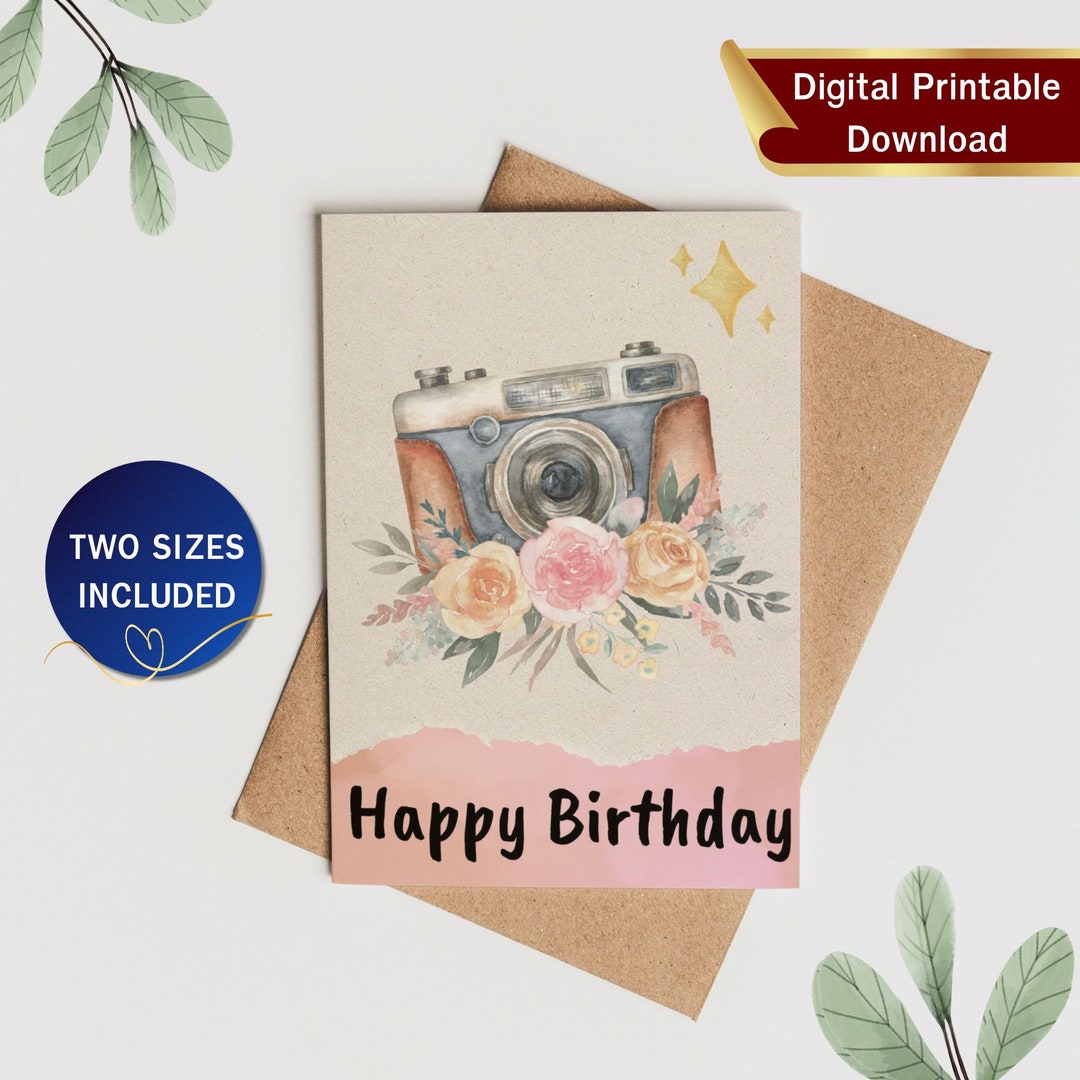 Photographer Birthday Card Retro Camera Birthday Card Camera Etsy