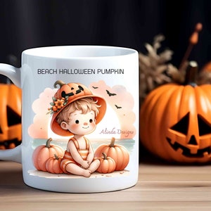 Beach Halloween Pumpkin Clipart: Tropical Coastal Art (PNG Digital Download) image 9