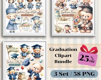 Graduation Clipart Bundle: Caps, Diplomas, Tassels (Digital Download)