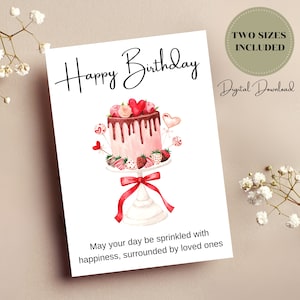 Cartão de bolo, Cartões de aniversário de bolo, Bolo para imprimir, Cartões de felicitações para imprimir, Cartão de aniversário fofo, Bolo de aniversário, Cartão para imprimir, Cartão de aniversário