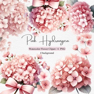 Aquarell Rosa Hortensien Clipart, Blumen Illustrationen, Hochzeitseinladungen, Karte, Scrapbooking, DIY Projekte, Für Dekoration, Geschenke