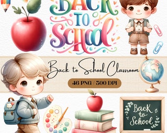 Back to School Clipart, Teacher Resources (PNG Digital Download)
