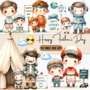 Pacchetto clipart per la festa del papà, varie professioni, file PNG, arte stampabile, artigianato fai da te, miglior arredamento per la scuola materna della famiglia di papà, nonno, papà