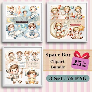 3 Set Space Birthday Clipart Bundle , Space Party Decor, Printable Outer Space Graphics, Kids Party Supplies, Space theme, Party PNG