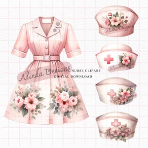 Retro Pink Nurse Clipart, Floral Nurse Clipart PNG, Pink Medical Nurse Bundle, Stethoscope, Nurse Cap, Medical Cross, Healthcare Digital Download, Nurse appreciation gifts, T-shirts & sublimation designs, Stickers & scrapbooking
