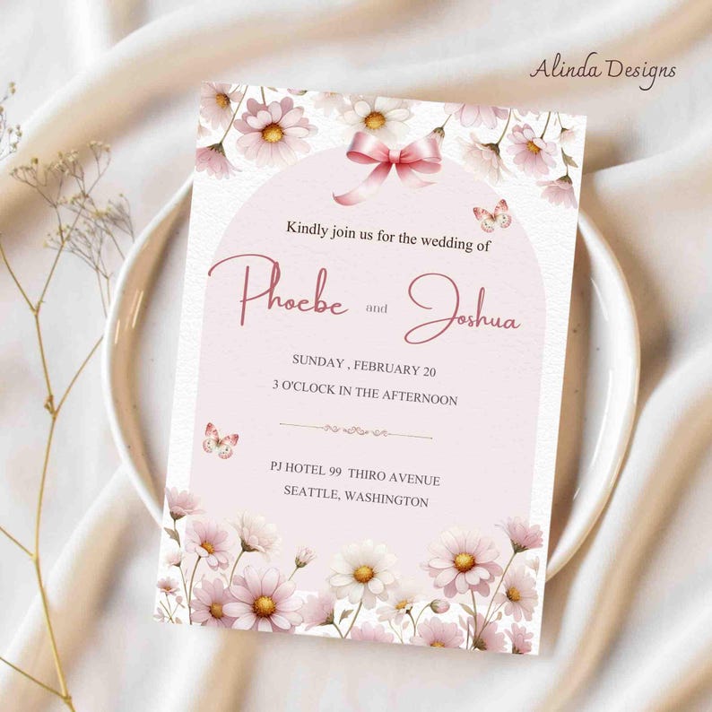 Charming Pink and White Daisy Clipart, Watercolor Floral Designs for Wedding Invites, Baby Shower Decor, and Crafts, Floral Illustrations