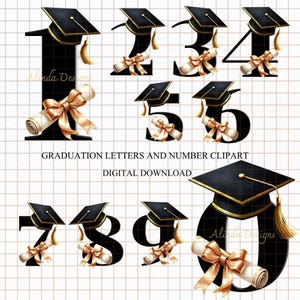 Graduation Letters and Numbers Clipart, Graduation Invitations, Numbers Clipart, Graduation party decor, Graduation Art, A-Z Alphabet and Numbers 0-9, Crafts