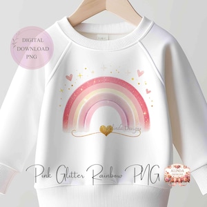 Pink Glitter Rainbow PNG, Cute Pastel Rainbow Clipart, Baby shower invitations, Clipart For T-shirts, planner stickers, pink rainbow png