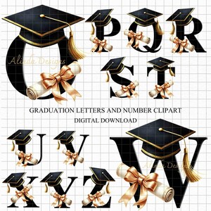 Graduation Letters and Numbers Clipart, Graduation Invitations, Numbers Clipart, Graduation party decor, Graduation Art, A-Z Alphabet and Numbers 0-9, Crafts