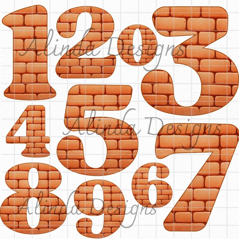 Brick Alphabet Clipart: A-Z Letters & Numbers PNG (digital Download) - Etsy