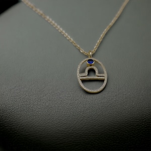 Gold Libra Zodiac Necklace | Astrological Charm Pendant | Small Libra Jewelry Gift for Women | Ideal Gift for Birthday or Anniversary Libra