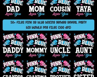 Gender Reveal PNG Clipart Bundle: Boxing Theme, Family Matching (Digital Download)