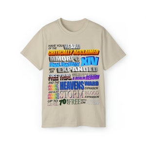 Critically Acclaimed MMORPG FFXIV Wordart Cotton TeeLight Shirts image 9