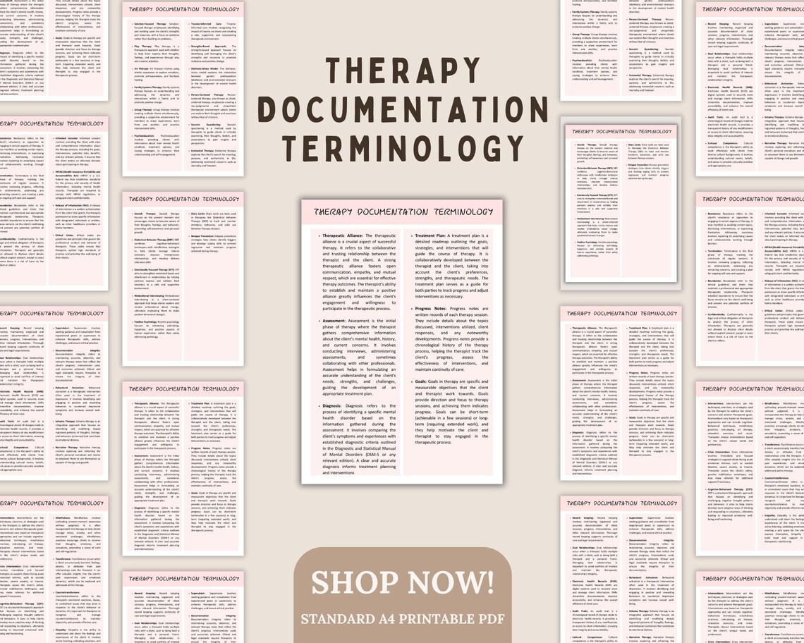Therapy Progress Notes Cheat Sheet Bundle Smart Goals Treatment Plan ...