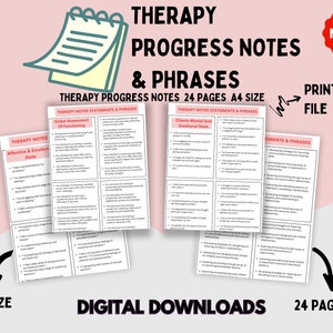 Therapy progress notes cheat sheet phrases and statements counselor tools psychologist psychotherapy interventions cbt emdr resources