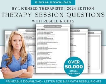 Therapy session questions bundle, therapy clinical tools, therapy counseling notes template, progress notes, therapy documentation reference