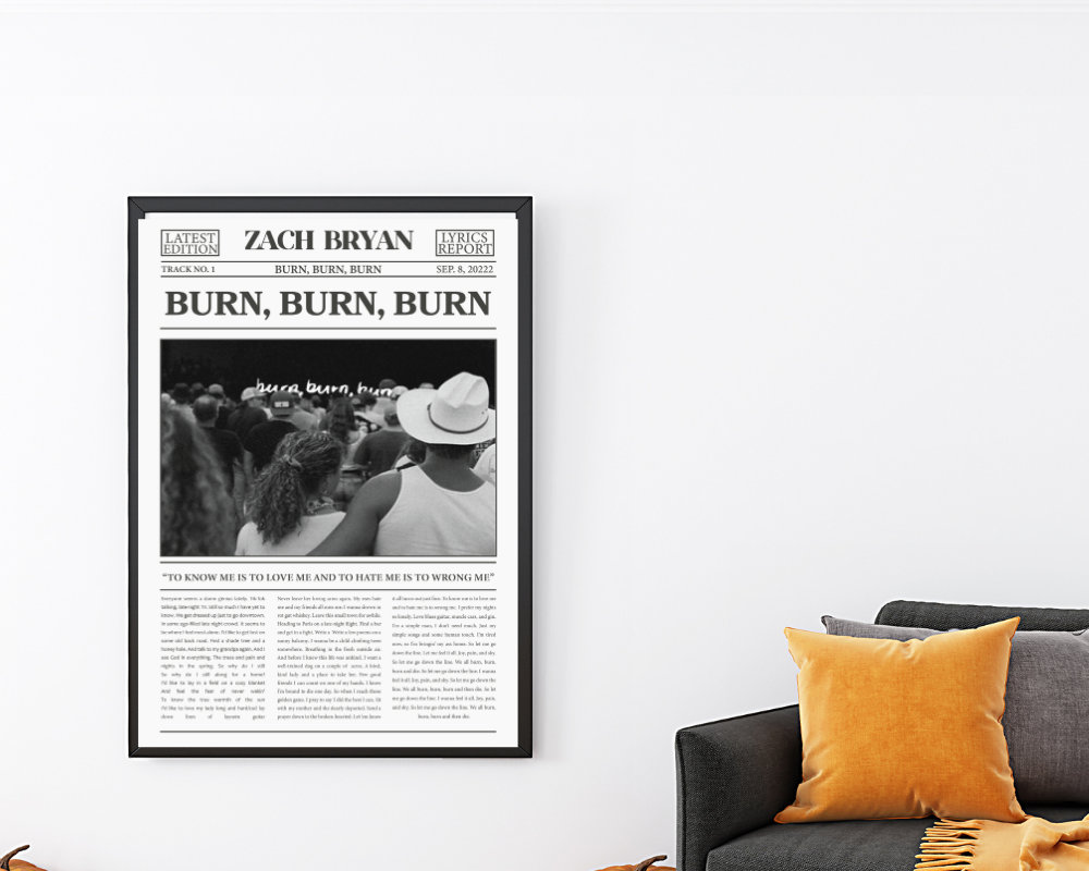 Zach Bryan Music Poster, Zach Bryan Lyric, Zachbryan Poster, Burn Burn