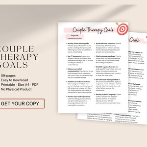 Couples therapy goals, marriage counselling, relationship therapy goals & objectives, couples therapy session notes, therapist cheat sheets image 3
