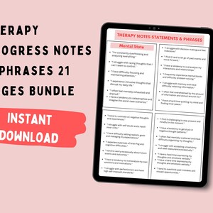 Therapy Progress Notes Cheat Sheet Phrases and Statements Counselor ...