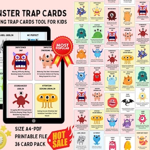 Thought monsters thinking trap cards for kids and children | children&#39;s counselling and therapy effective communication tool | art therapy